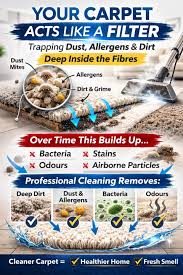 Indoor air quality and carpet cleaning in Summerville SC deep extraction removing dust, allergens, and embedded soil from carpet fibers